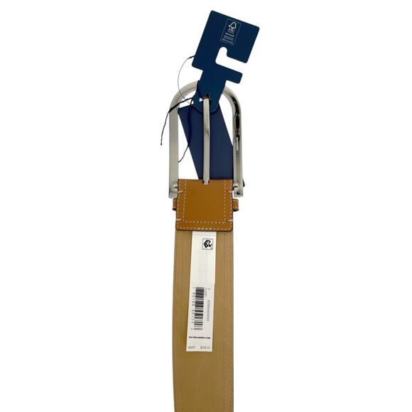 POLO RALPH LAUREN Elongated-Buckle Leather Belt in Cuoio & Silver S main image 5
